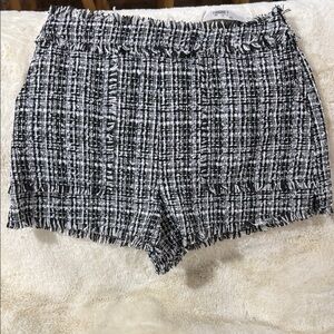 Black and White Tweed Women Shorts